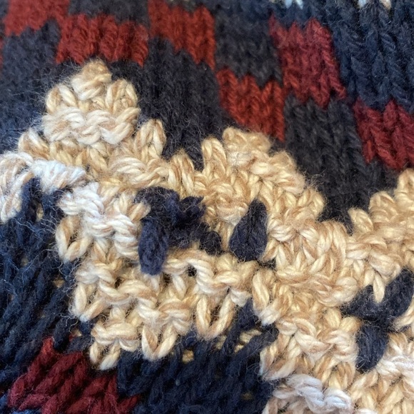 Roundtree 3D Heavy Cotton Textured L/S Crew Neck Sweater Navy Red Cream Green L - Picture 11 of 11